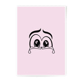 Crying Eyes Photographic Prints, Cartoon Art, Unique Home Decor, Expressive Wall Art, Pink Background, Minimalist Prints, Emotional - Tawshia